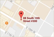 Map of downtown Minneapolis office location